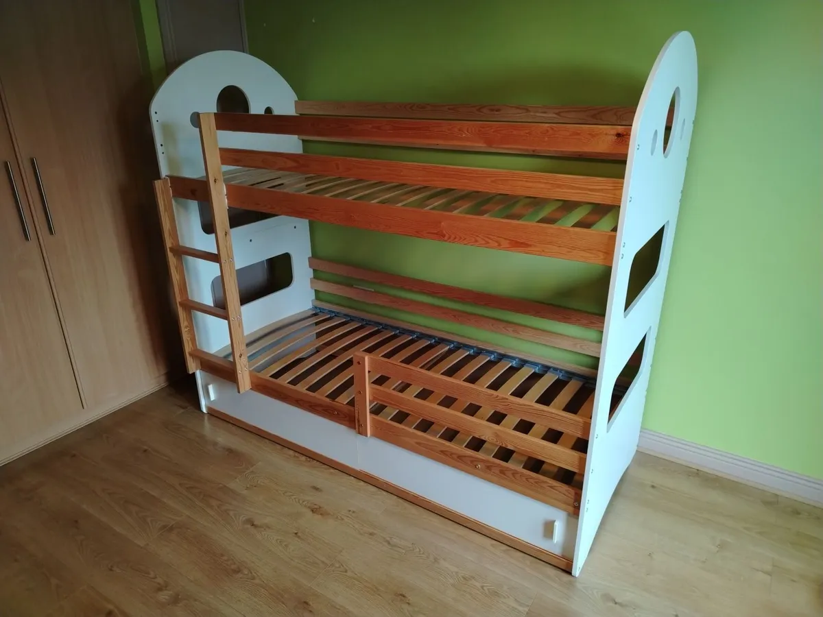 Bunk Bed 190x80cm (Pine / White) with Mattresses - Image 1