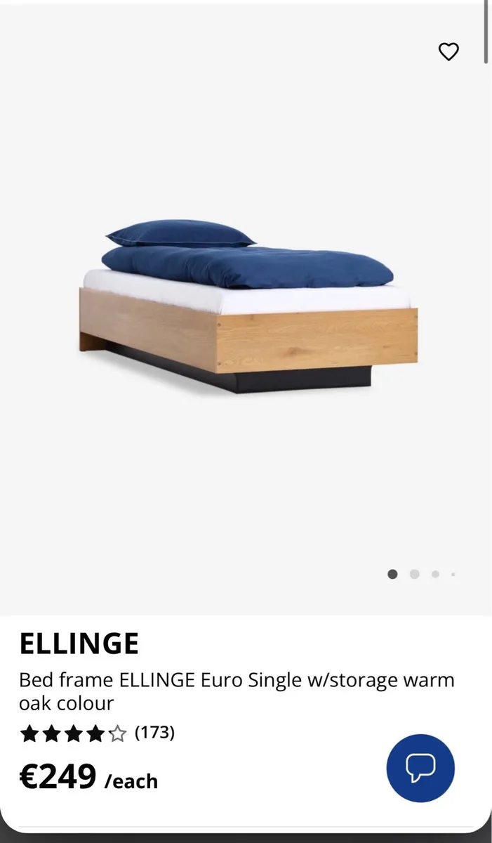 Jysk ellinge bed frame single with storage x 2