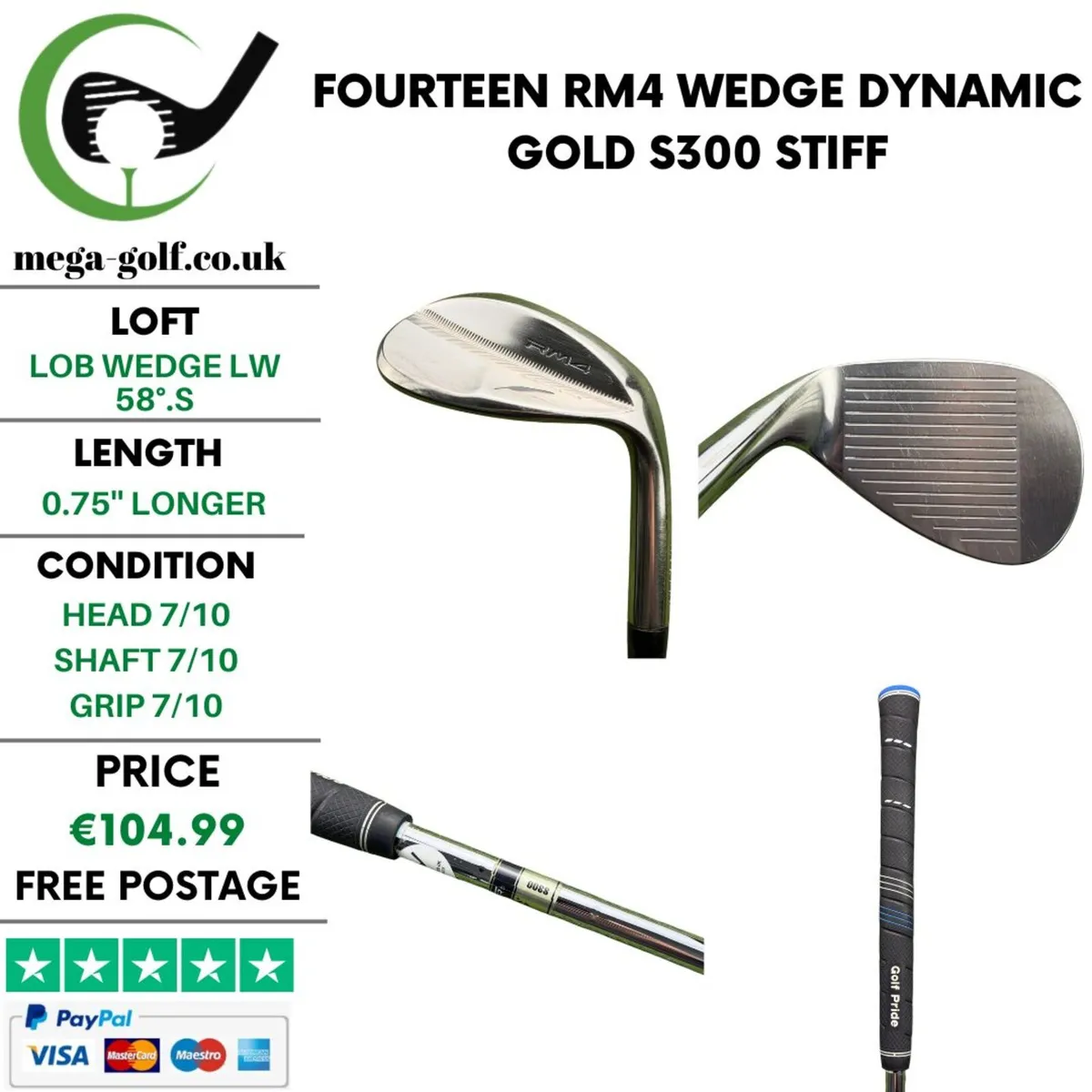 Fourteen RM4 Wedge Lw 58°.S / Stiff - Image 1