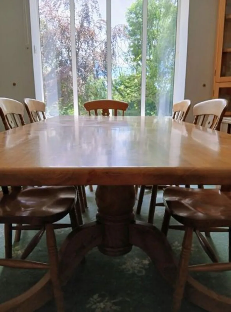 Custom-made Solid Elm Dining Table & 8 Chairs - Image 2