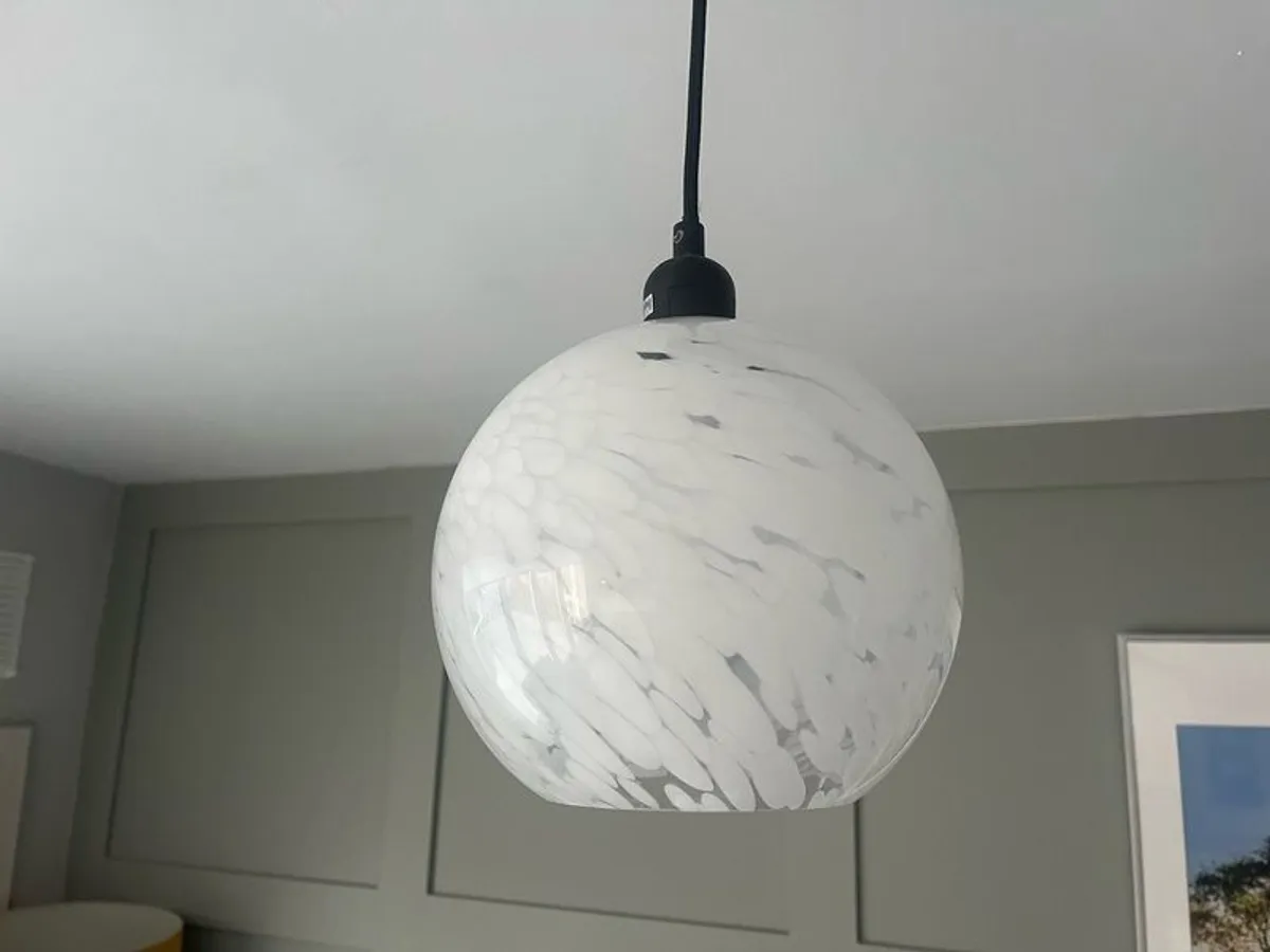 3 Pendant Shades - white glass - Image 3