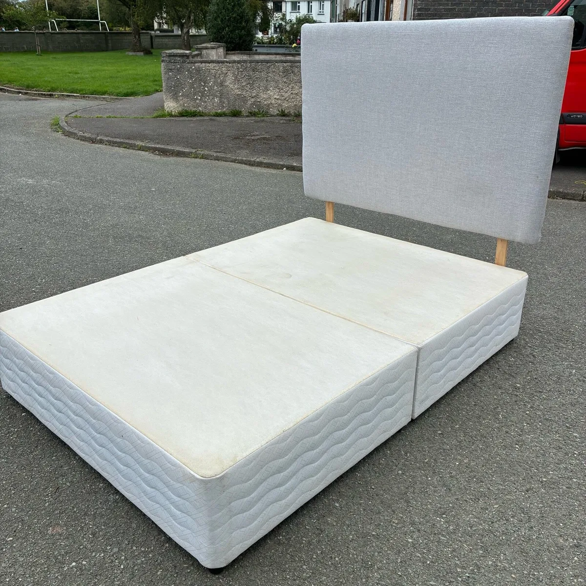 Double Tall Grey Headboard & Base - Image 3