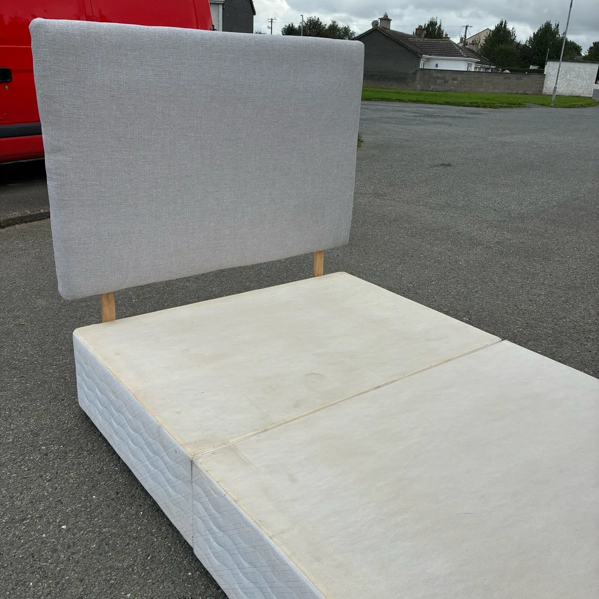 Double Tall Grey Headboard & Base - Image 4