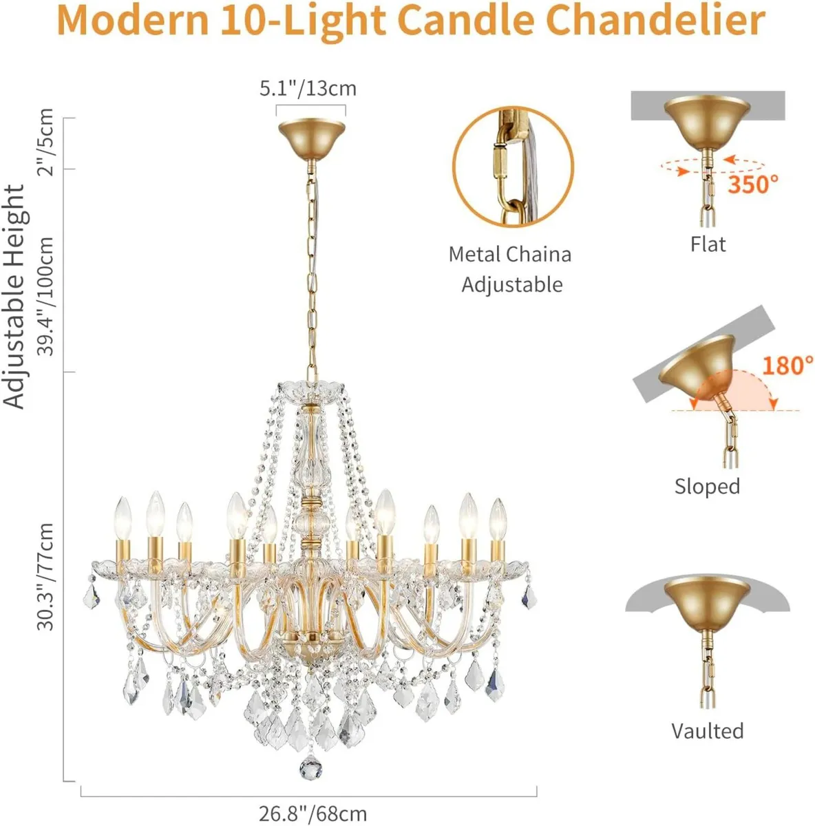 Chandelier 10-Light  Candle Ceiling Pendant Light - Image 1