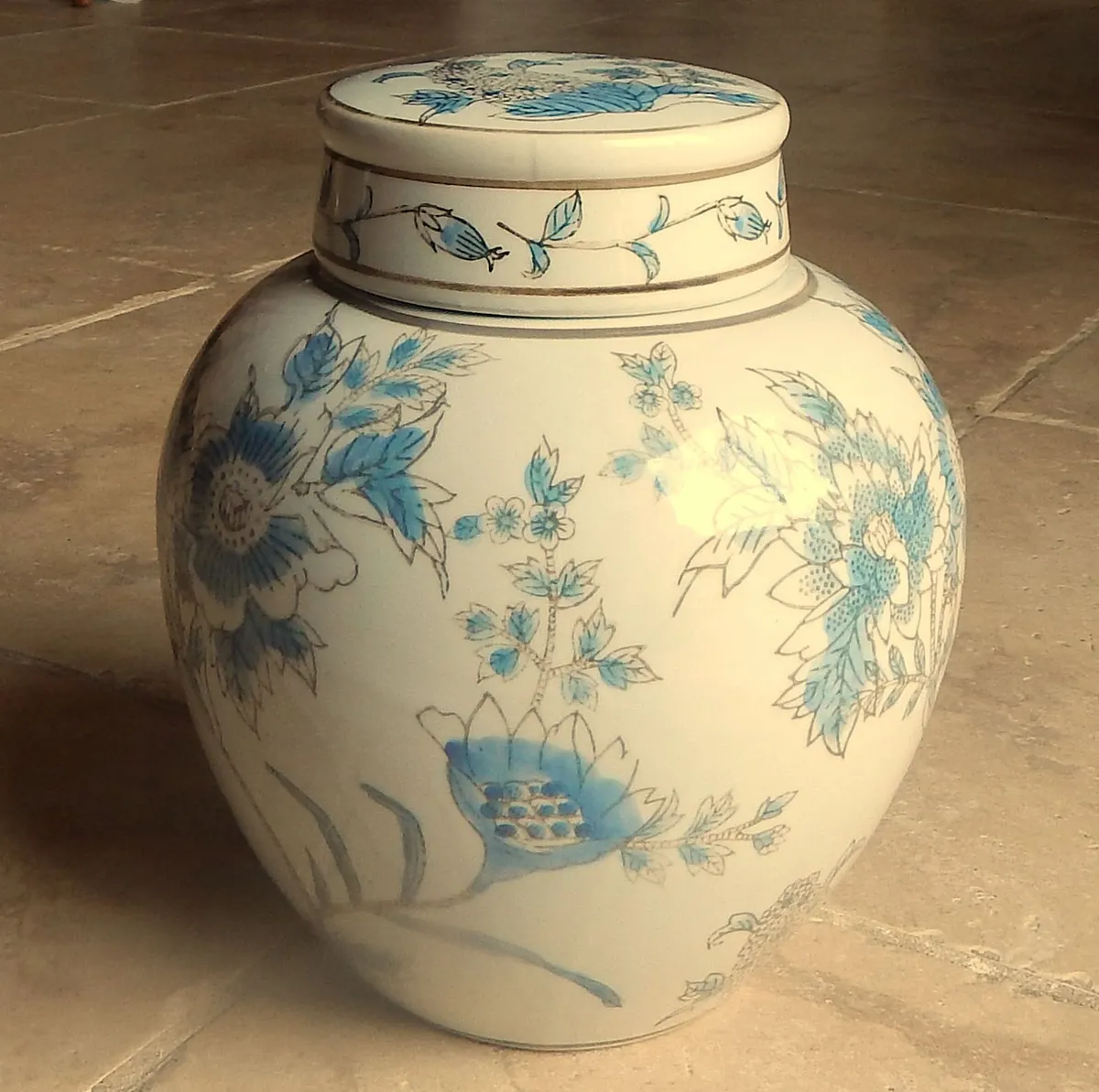 Galt International Hand Painted Ceramic Ginger Jar - Image 3