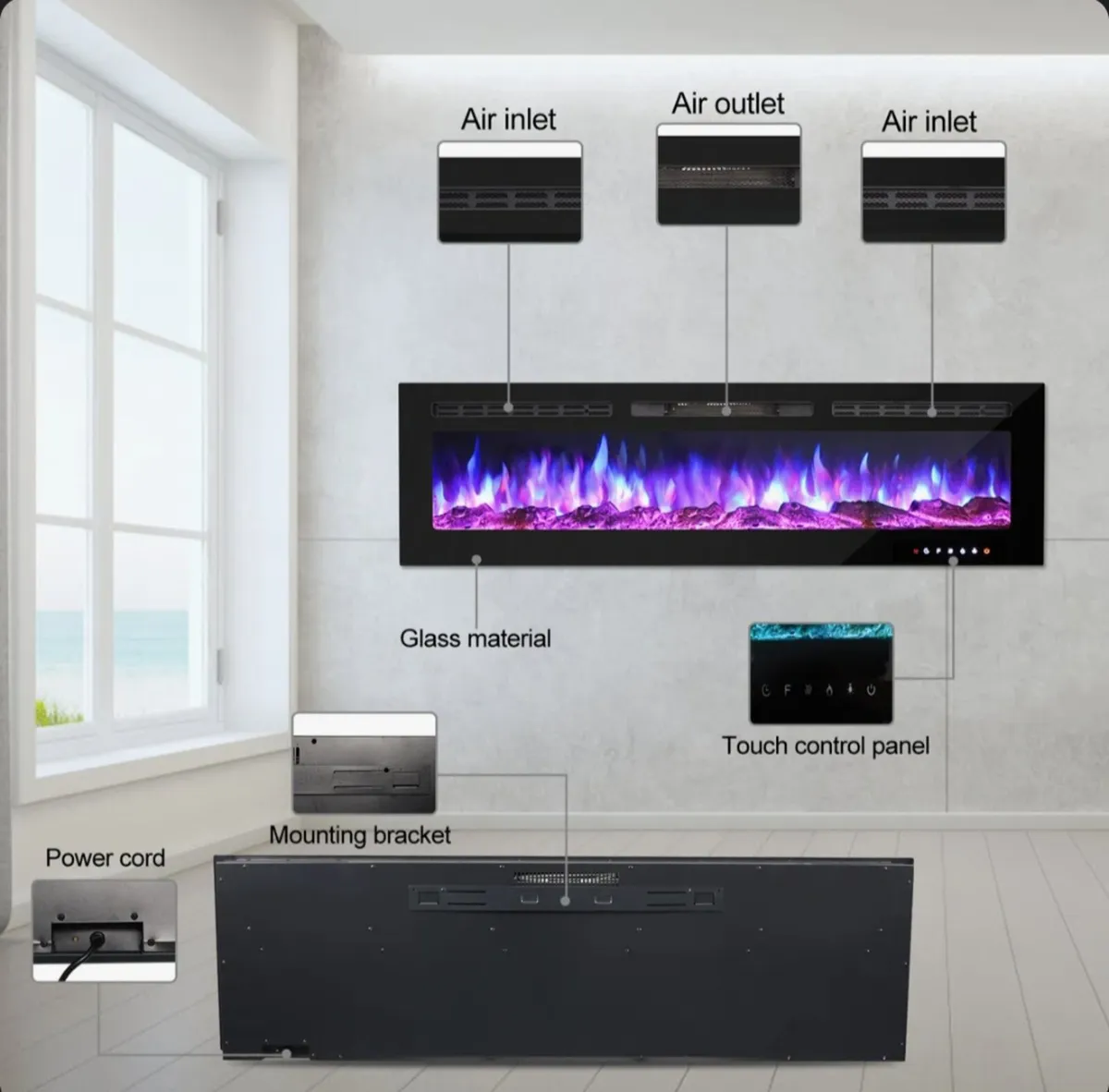 Electric fireplace for media wall - Image 2