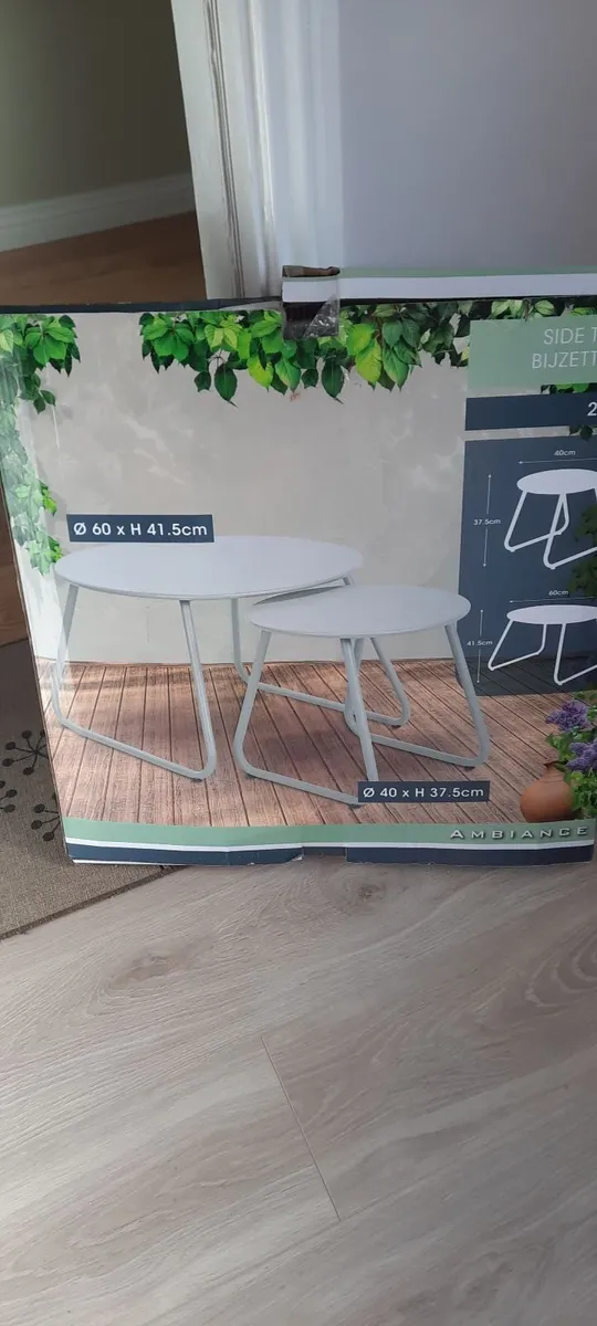 Beautiful side tables cream new in original packag