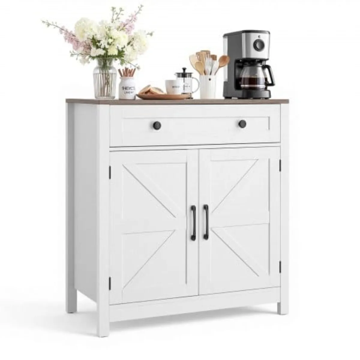 Coffee Bar Cabinet, Farmhouse Coffee Bar Table wit - Image 1