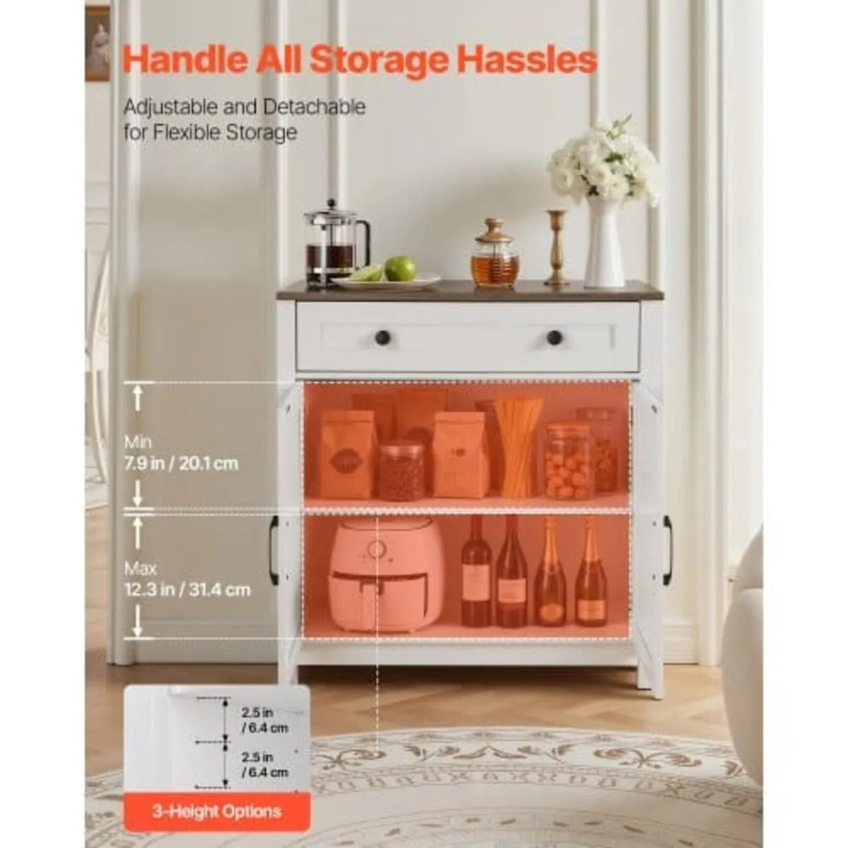 Coffee Bar Cabinet, Farmhouse Coffee Bar Table wit - Image 3