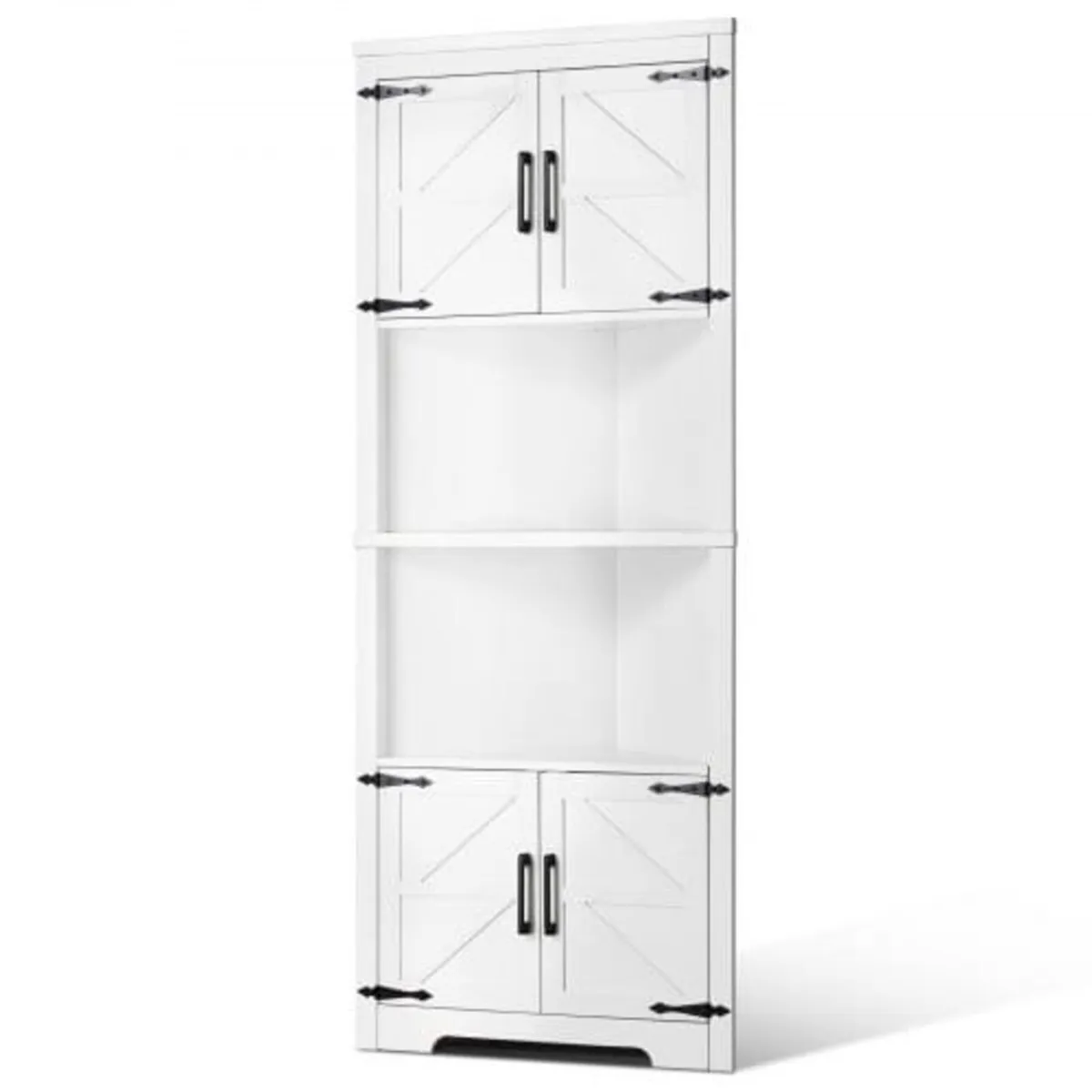 68" Tall Corner Storage Cabinet, 6 Tiers Farmhouse - Image 1