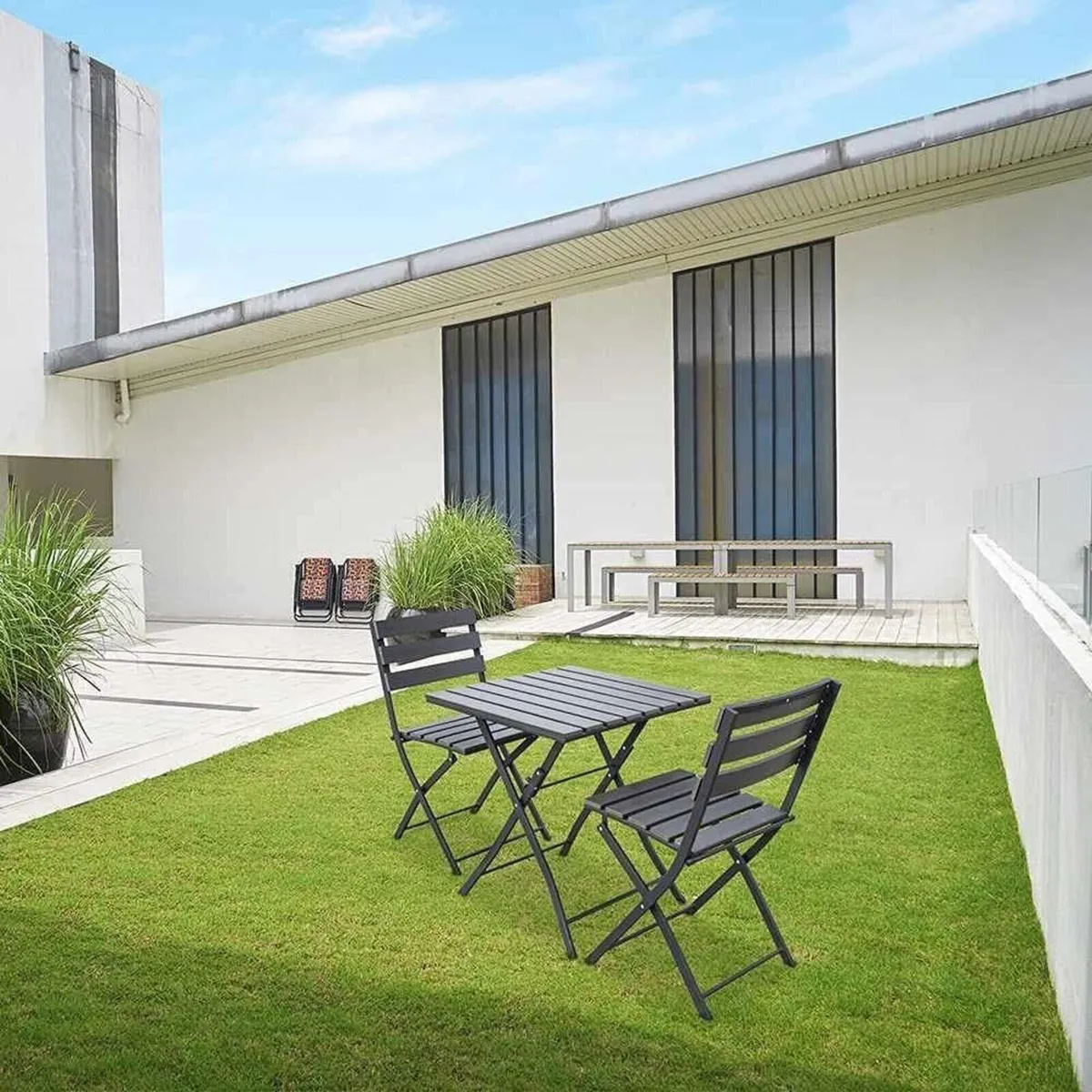 2-Piece Folding Garden Bistro Set with Table - Image 2