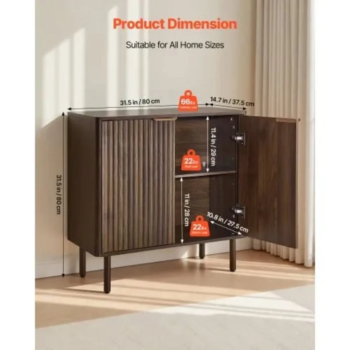Coffee Bar Cabinet, Mid Century Fluted Coffee Bar - Image 2