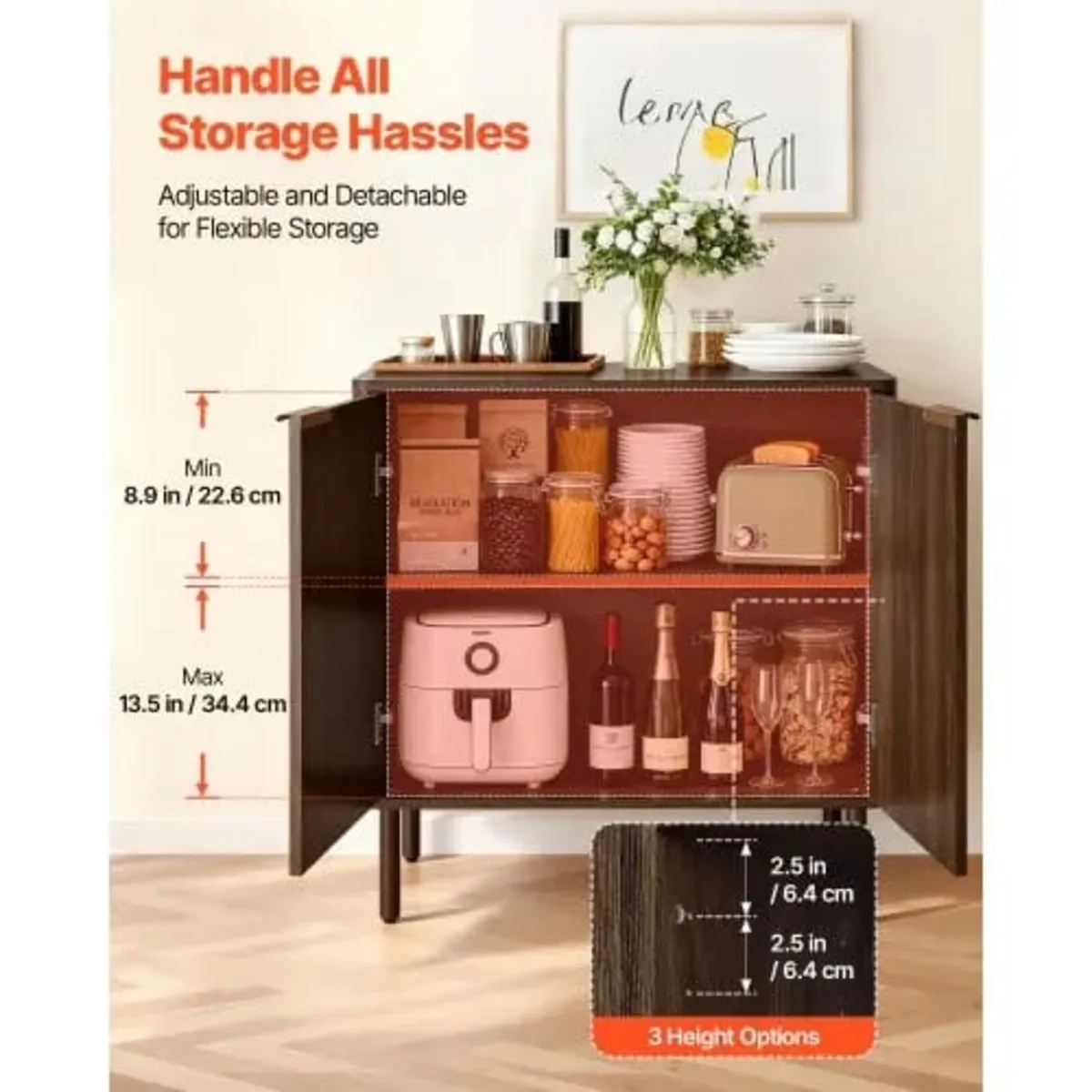Coffee Bar Cabinet, Mid Century Fluted Coffee Bar - Image 3