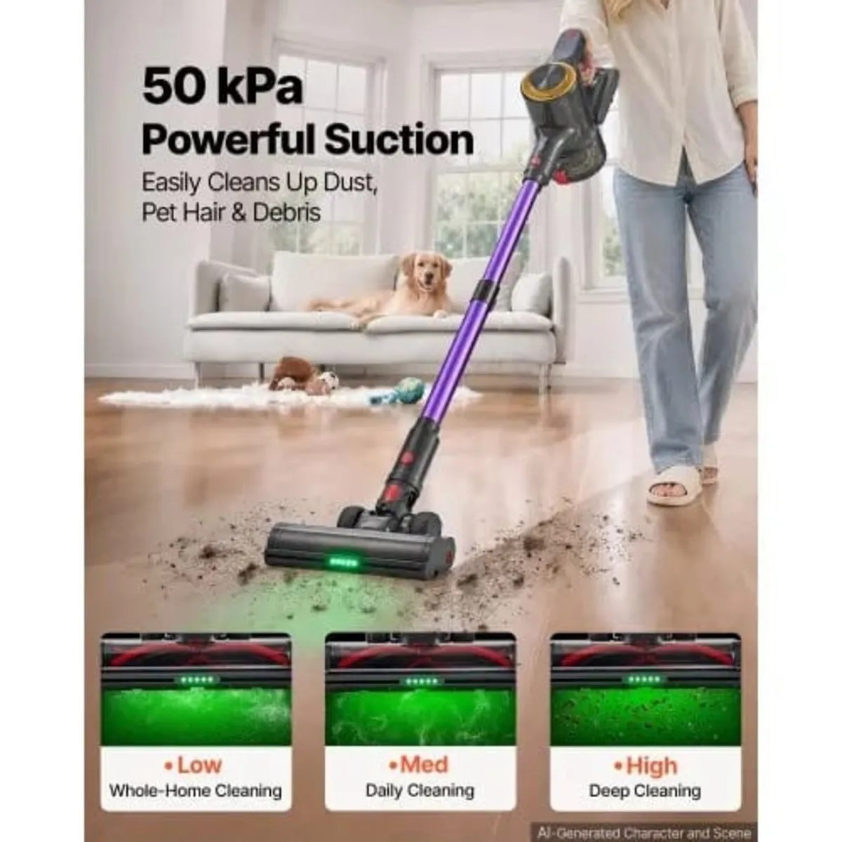 Cordless Vacuum Cleaner 500W 50kPA Cordless Stick - Image 3