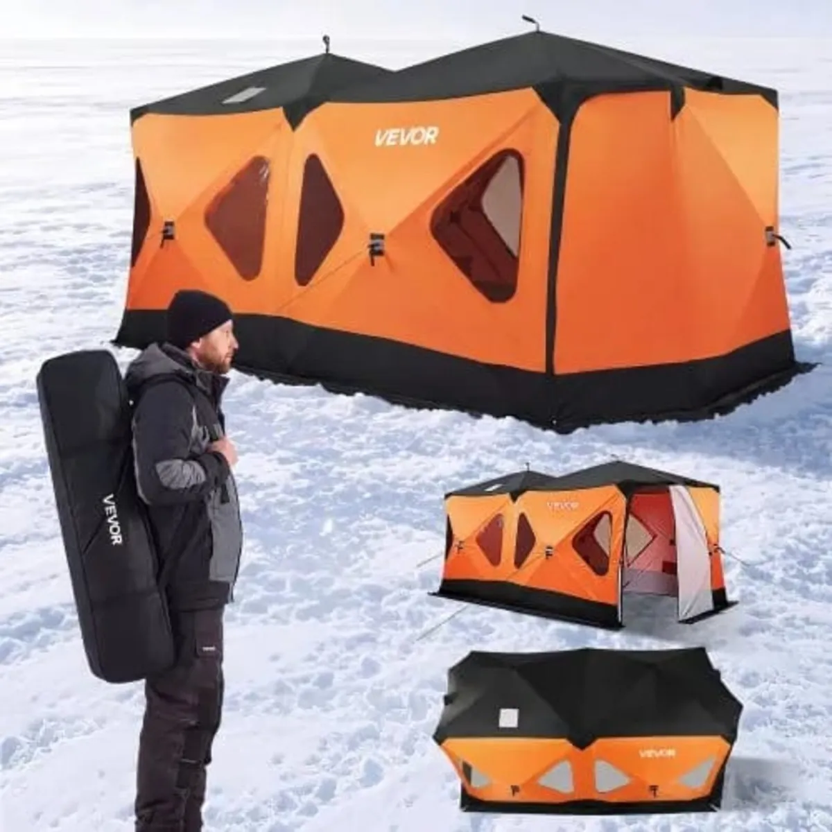Pop Up Ice Fishing Tent 8-10 Person 4.11x2.3x2.3 m - Image 1