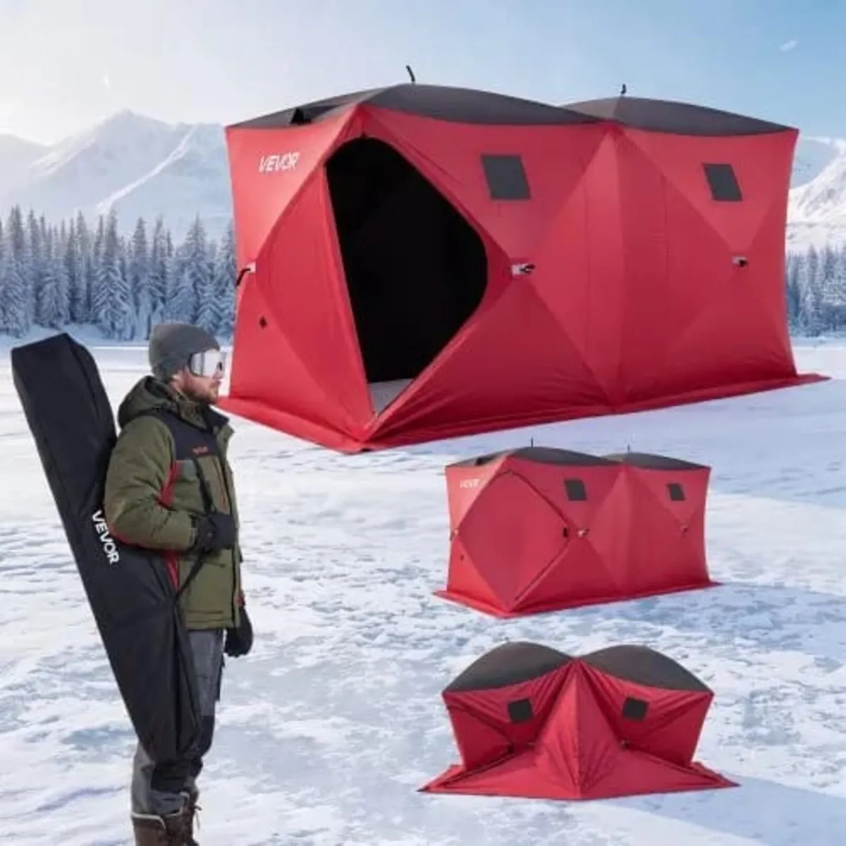 Pop Up Ice Fishing Tent 6-8 Person 3.6 x 1.8 x 2 m - Image 1
