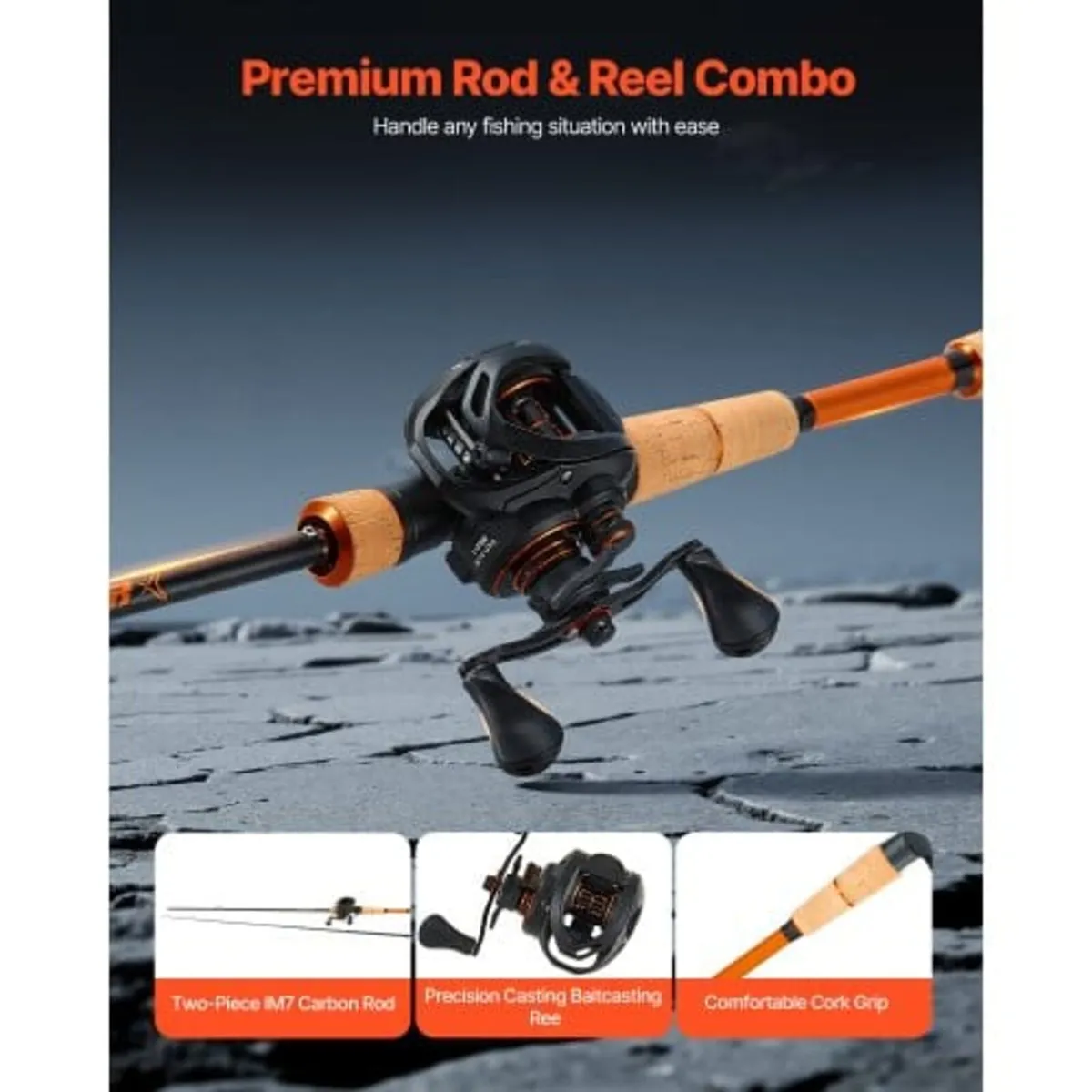 Rod and Fishing Reel Combo, IM7 Carbon Fiber Baitc - Image 3