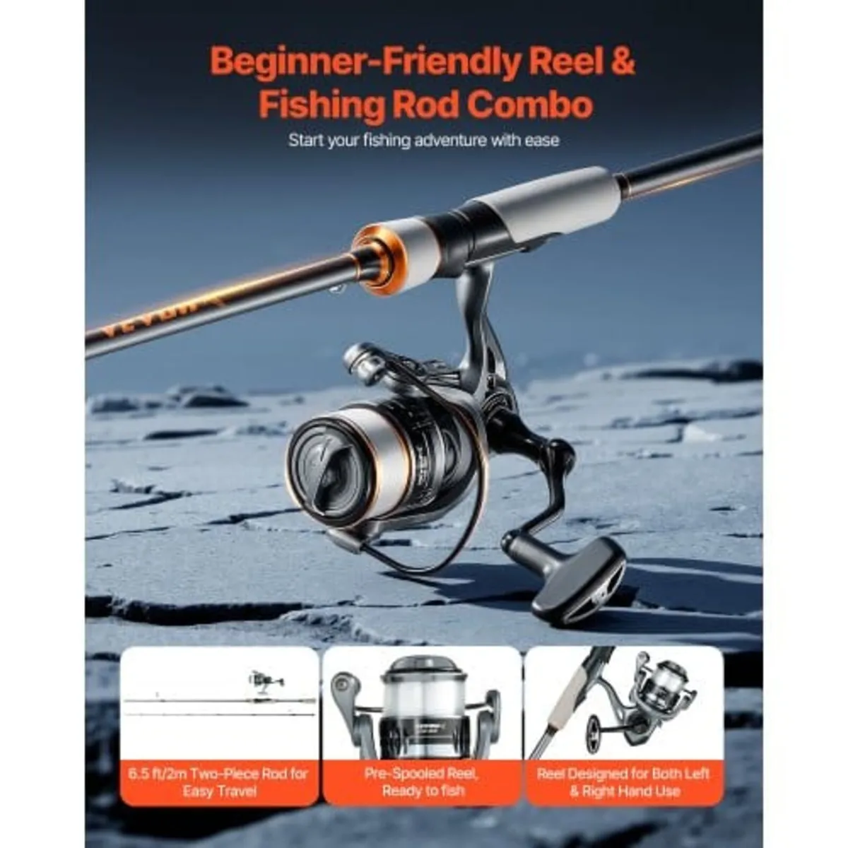 Rod and Fishing Reel Combo, IM6 Fiberglass & Carbo - Image 3