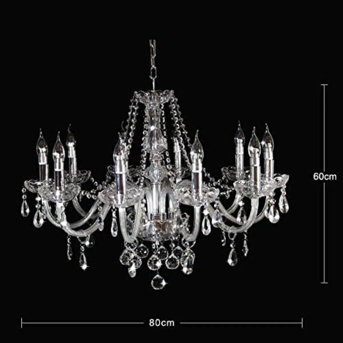 10-Arm Crystal Glass Chandelier – Cognac Color - Image 2