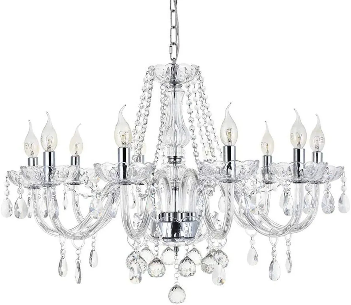 10-Arm Crystal Glass Chandelier – Cognac Color - Image 1