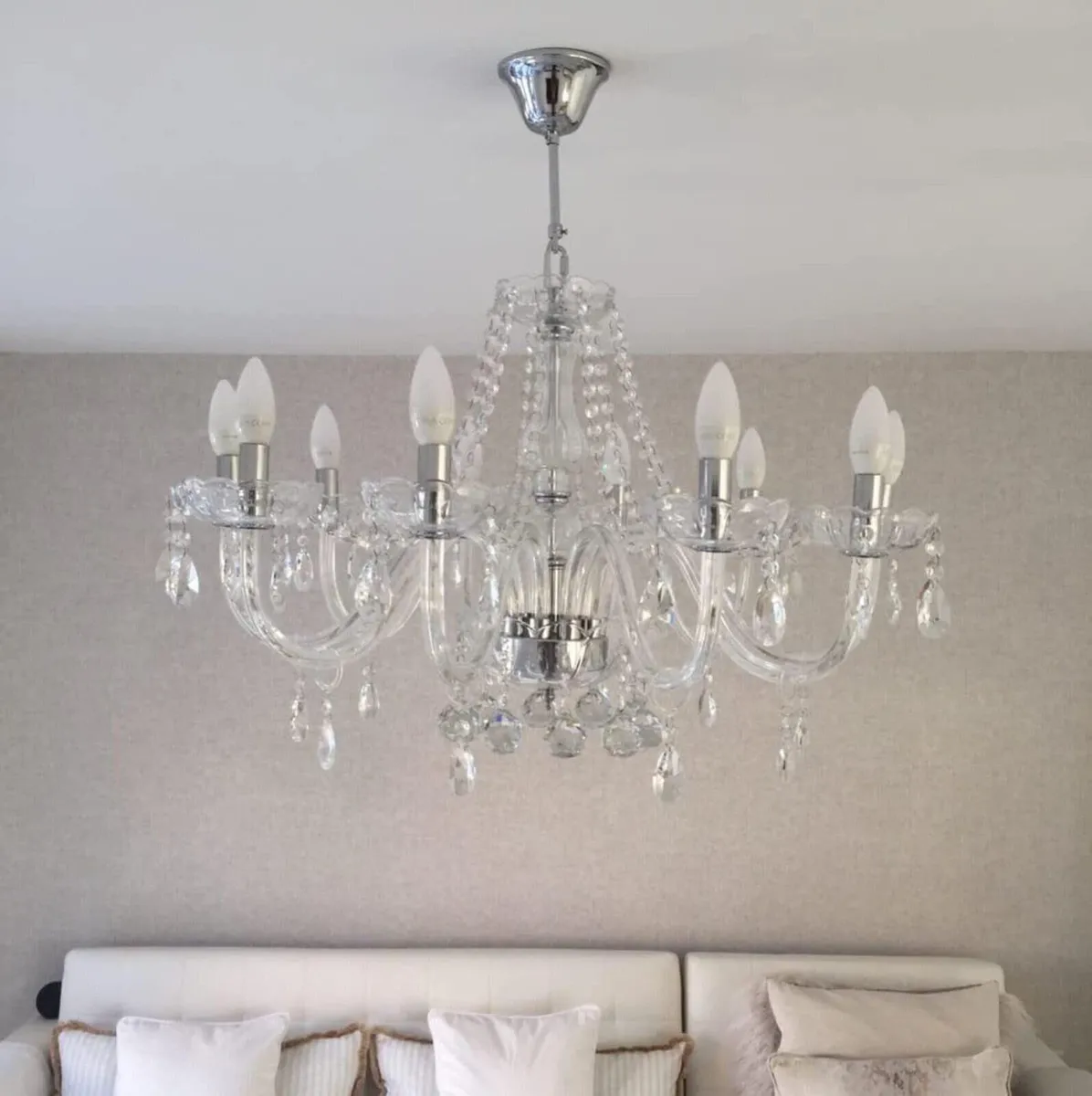 10-Arm Crystal Glass Chandelier – Cognac Color - Image 4