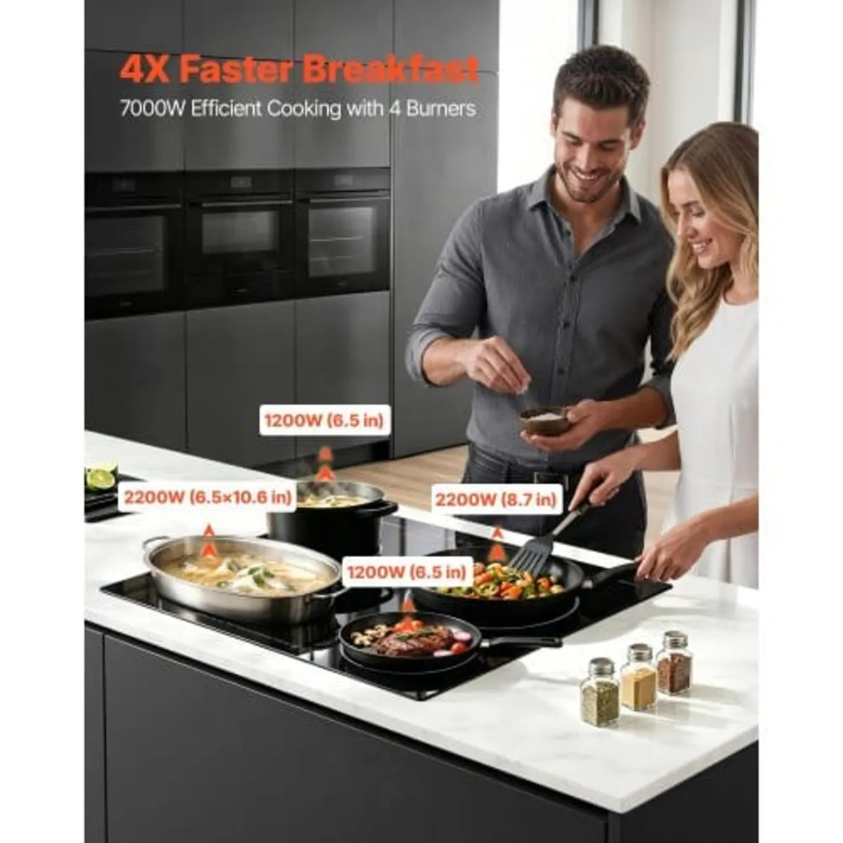 Electric Cooktop 60cm 4 Burners Stove Top 6600W 22 - Image 2