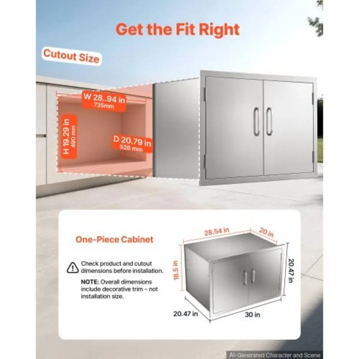 Outdoor Kitchen Cabinet, 52 x 52 x 76 cm (WxHxD), - Image 3