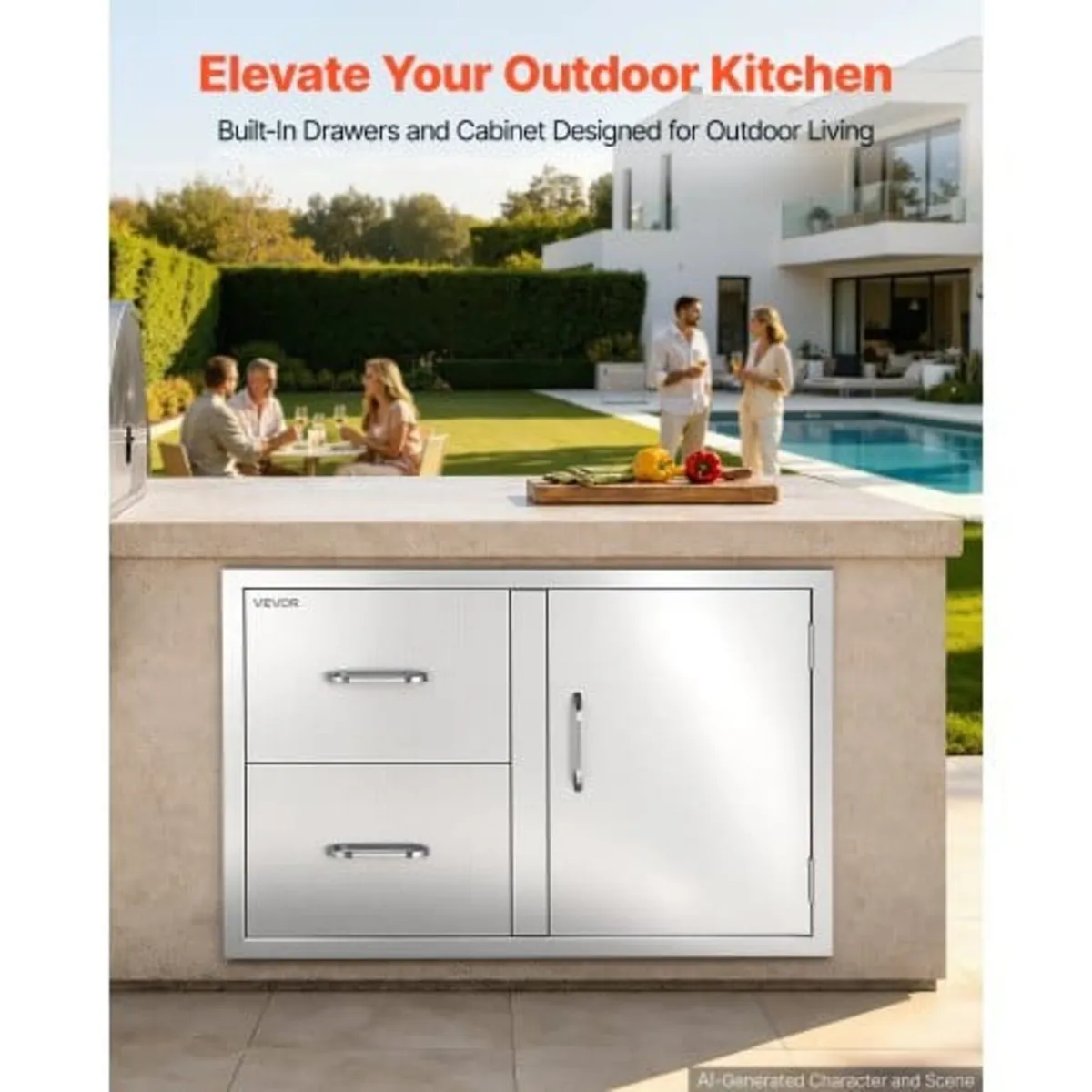 Outdoor Kitchen Drawer Combo, 52 x 55 x 82 cm (WxH - Image 2