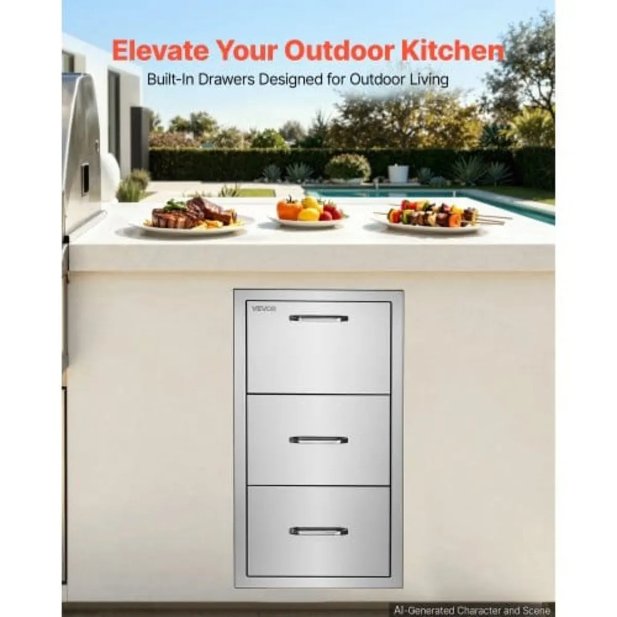 Outdoor Kitchen Drawers, 40.65 x 52.1 x 76.1 cm (W - Image 2