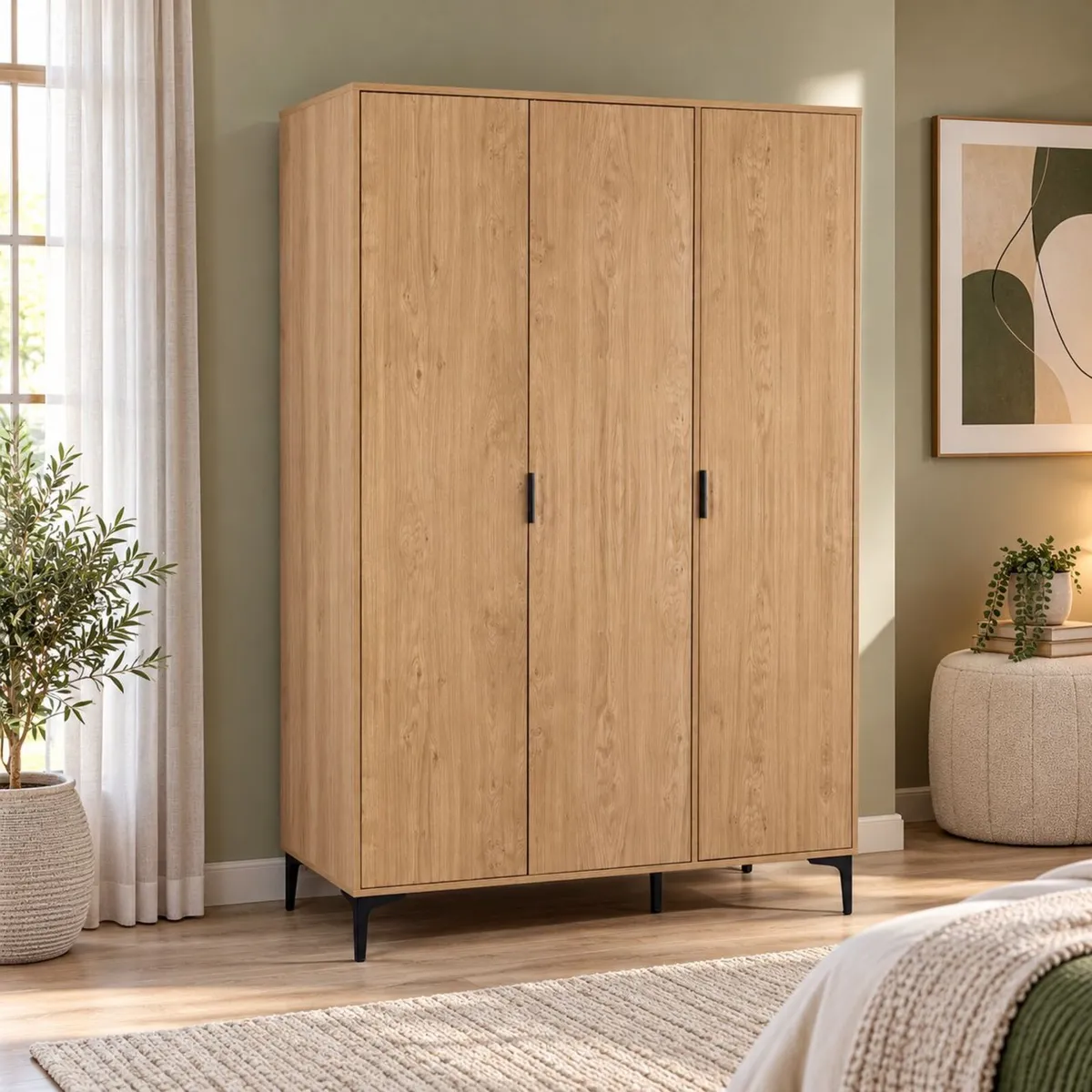 3 DOOR OAK WARDROBES - Image 1