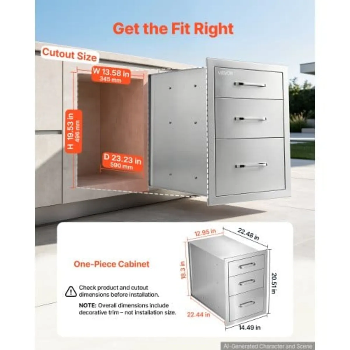 Outdoor Kitchen Drawers, 36.8 x 57.1 x 52.1 cm (Wx - Image 3