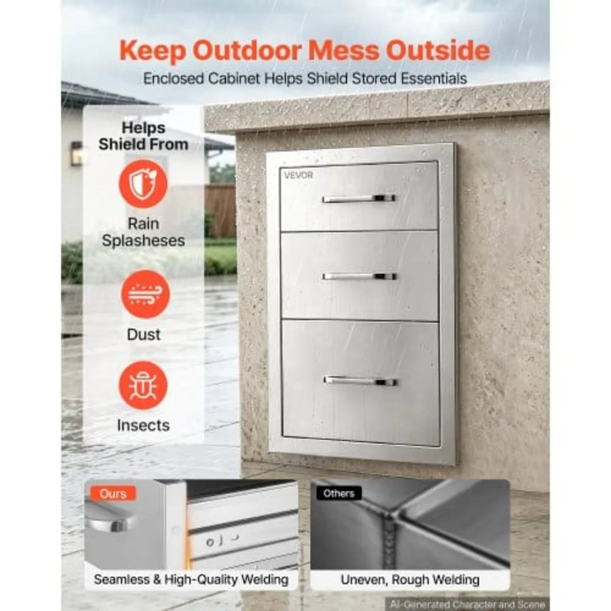 Outdoor Kitchen Drawers, 36.8 x 57.1 x 52.1 cm (Wx - Image 4