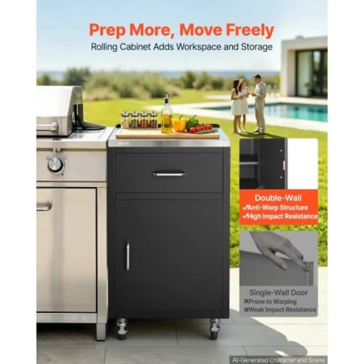Outdoor Prep Cabinet, 58.5 x 94.2 x 50.8 cm (WxHxD - Image 3
