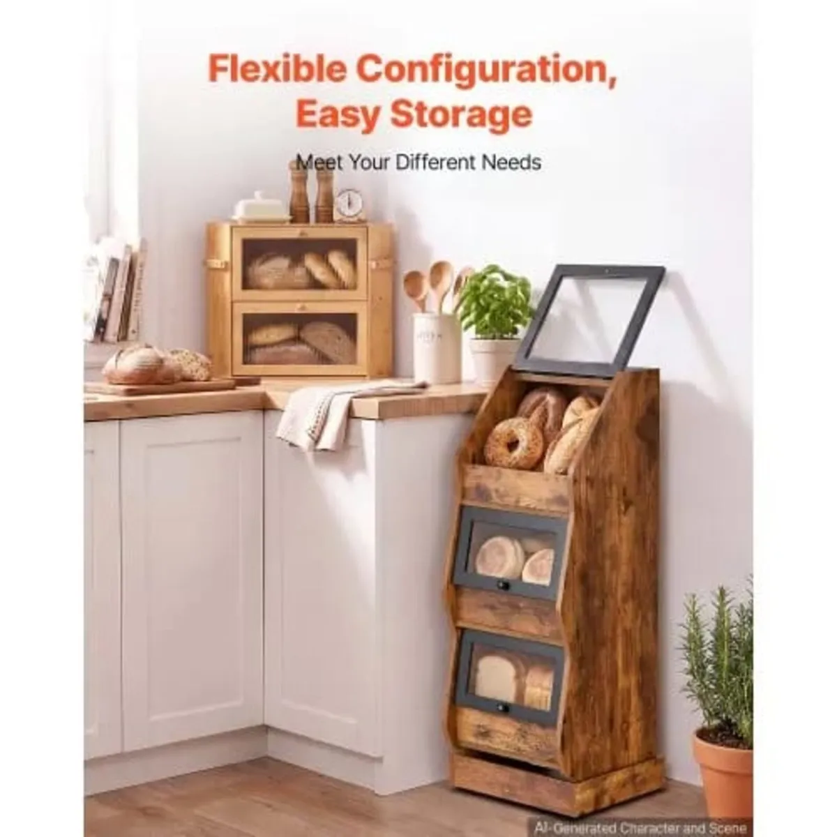 Bread Box for Kitchen Bamboo Wood Storage Containe - Image 4