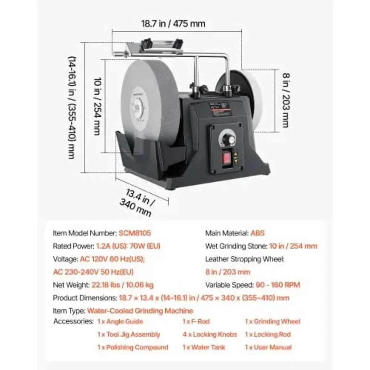 Water-Cooled Grinder Knife Sharpener 70W 90–160 RP - Image 4