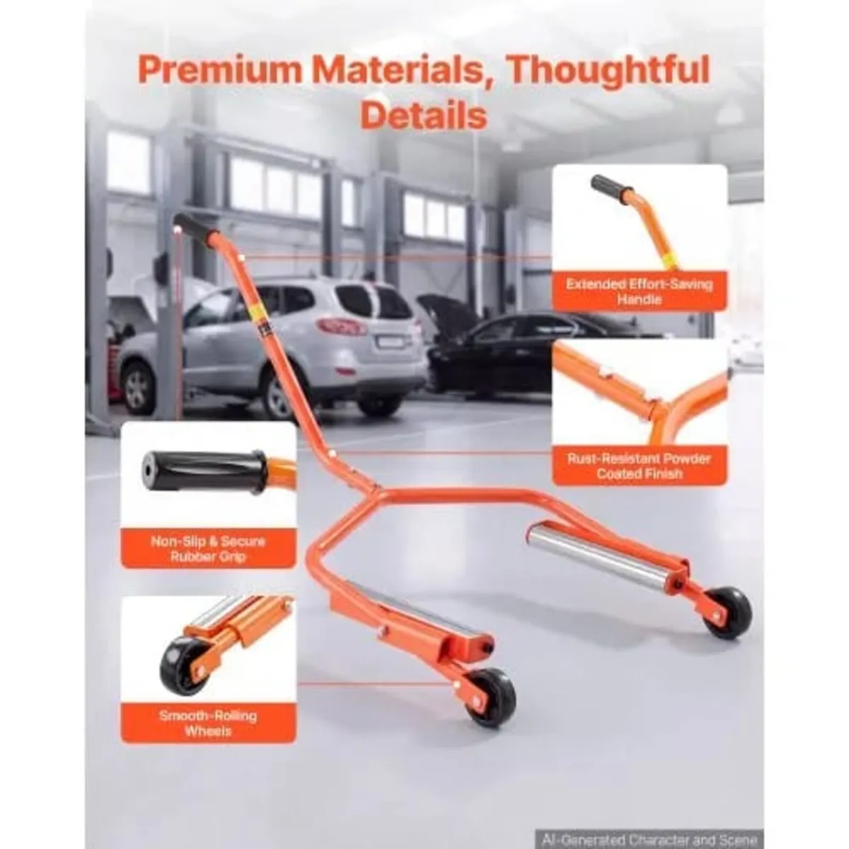 Tire Wheel Dolly, 204kg Heavy Duty Steel Truck Car - Image 4