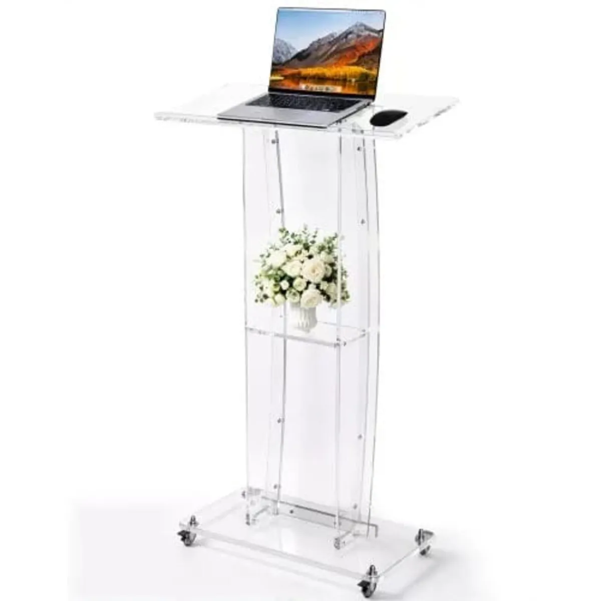 Podium Stand 120 cm Acrylic Lectern Mobile Laptop - Image 1