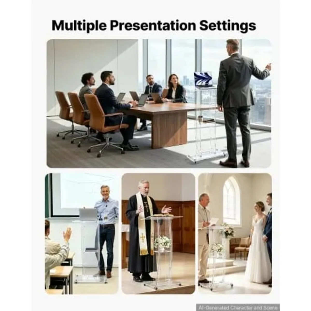 Podium Stand 120 cm Acrylic Lectern Mobile Laptop - Image 4