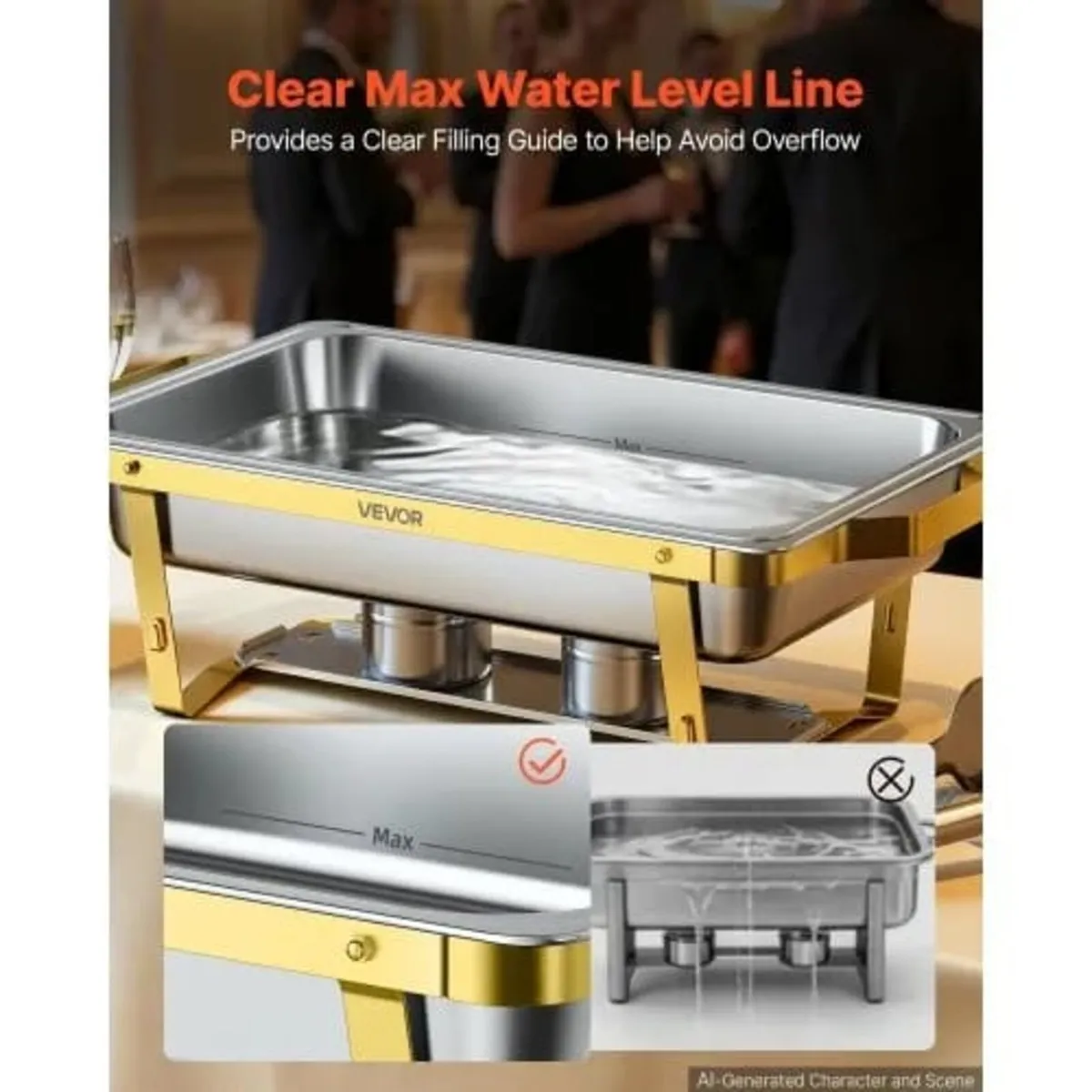4 Packs Chafing Dishes for Buffet Set, 8.5L Stainl - Image 2