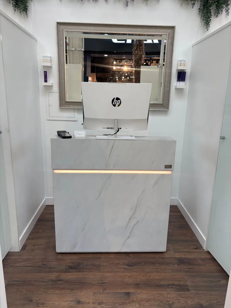 Reception desk and computer