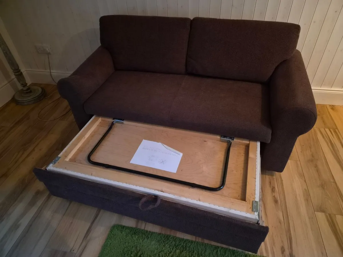 Dark Brown 2-Seater Sofa with Pull-Out Section - Image 3
