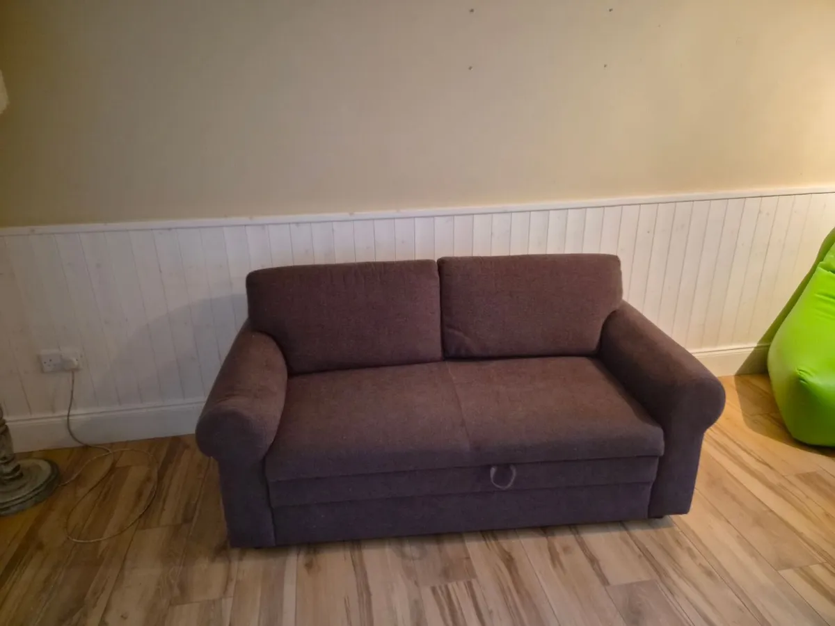 Dark Brown 2-Seater Sofa with Pull-Out Section - Image 1