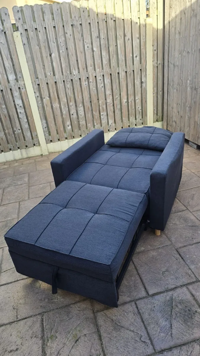 Armchair Sofa Bed, Grey Fabric - Image 3