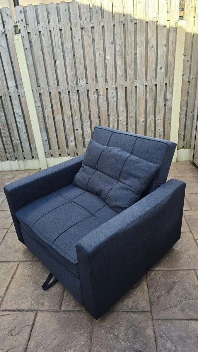 Armchair Sofa Bed, Grey Fabric - Image 2
