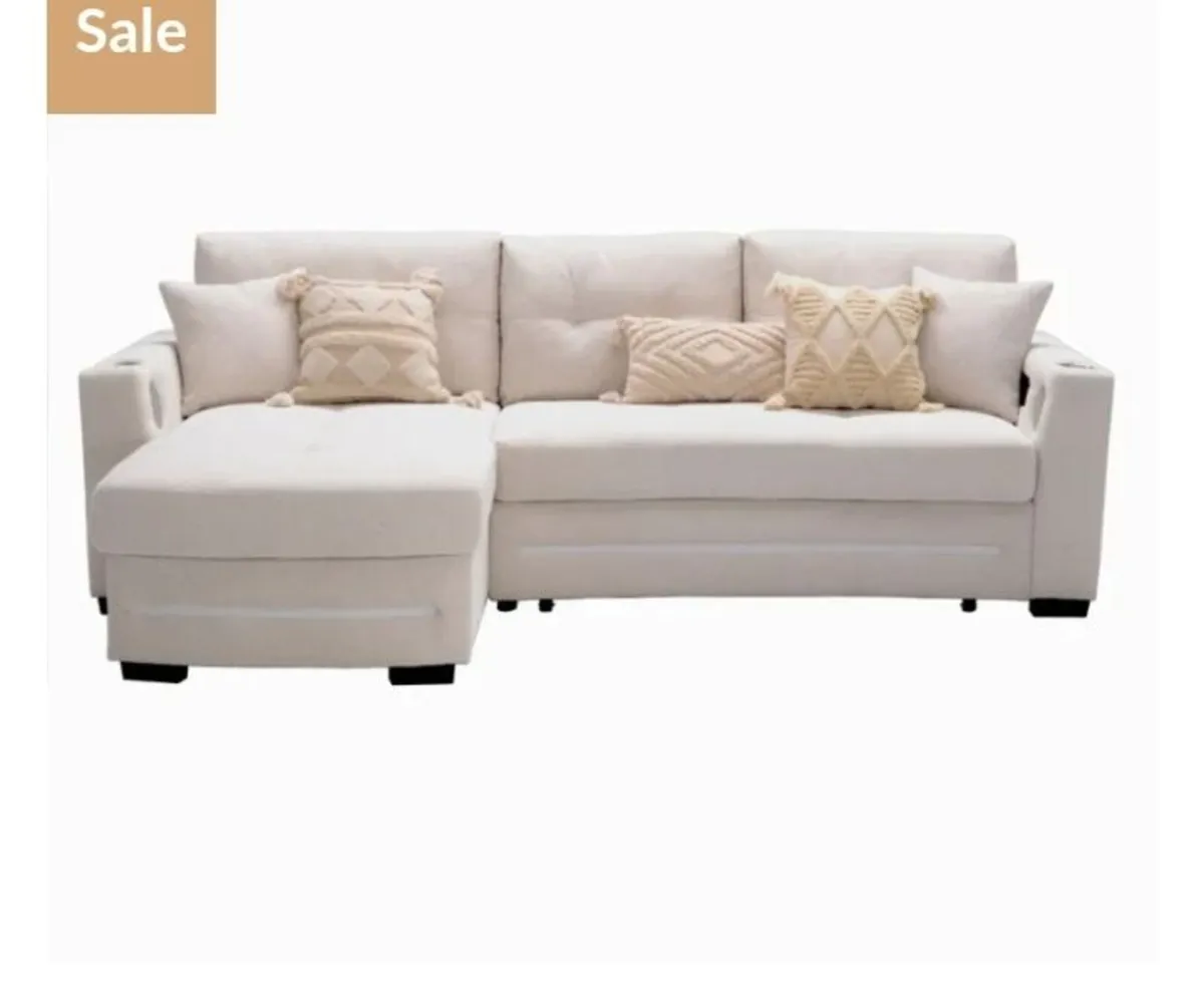 VANITII Beige Sofa Bed with Storage / LHF & RHF - Image 1