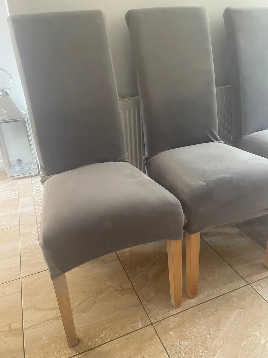 4 Dark Brown Dining Chairs & 4 Grey St room chairs - Image 1