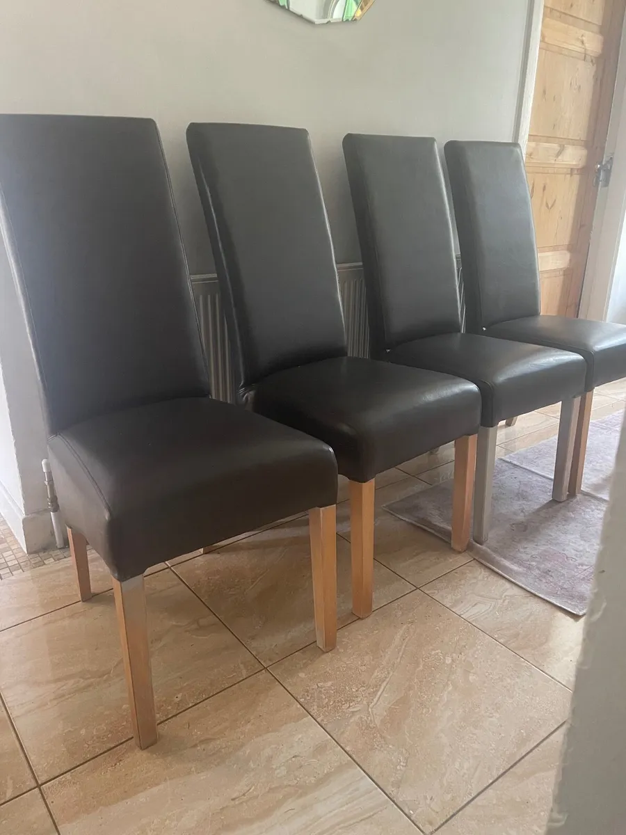4 Dark Brown Dining Chairs & 4 Grey St room chairs - Image 2