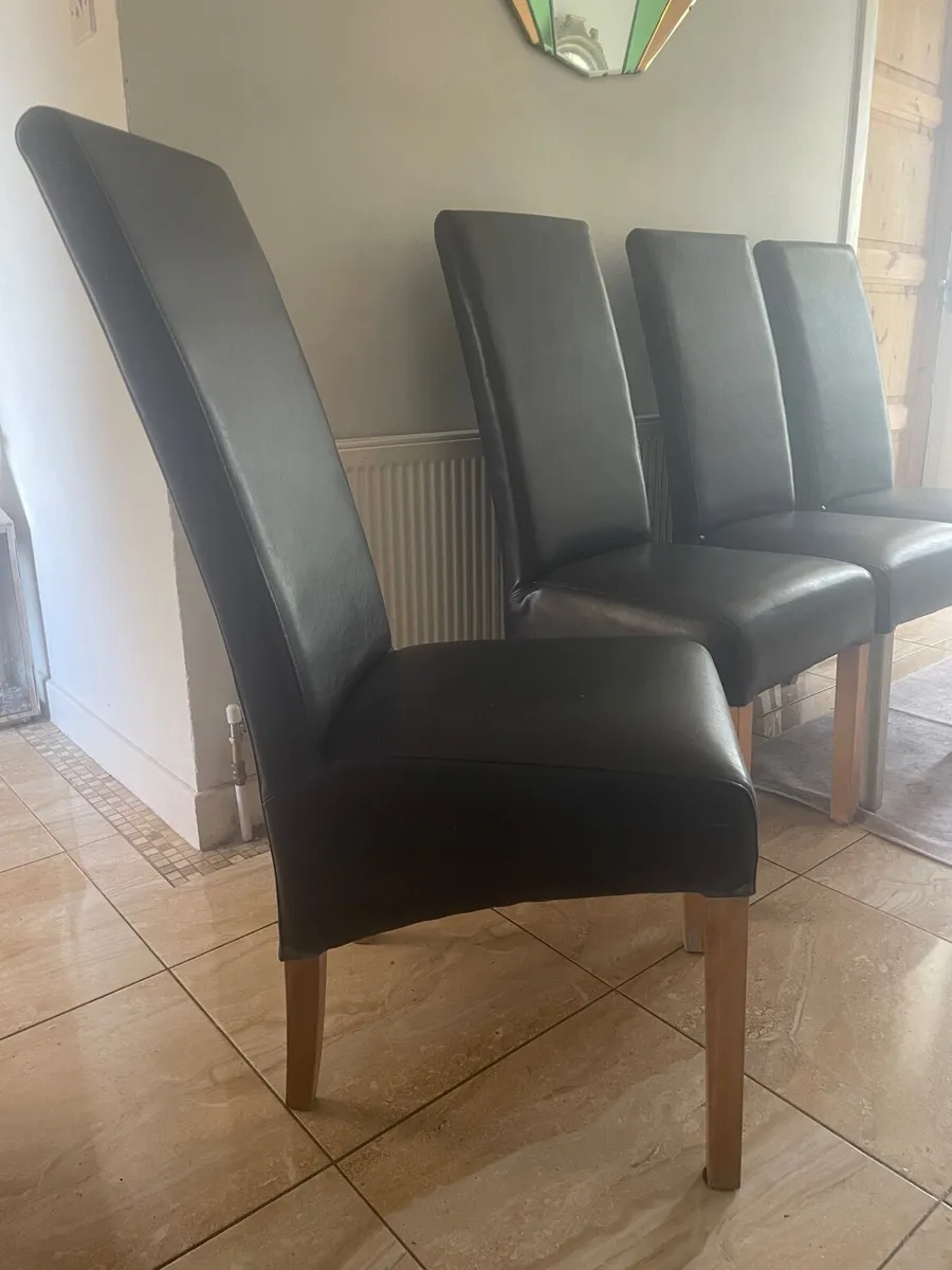 4 Dark Brown Dining Chairs & 4 Grey St room chairs - Image 3