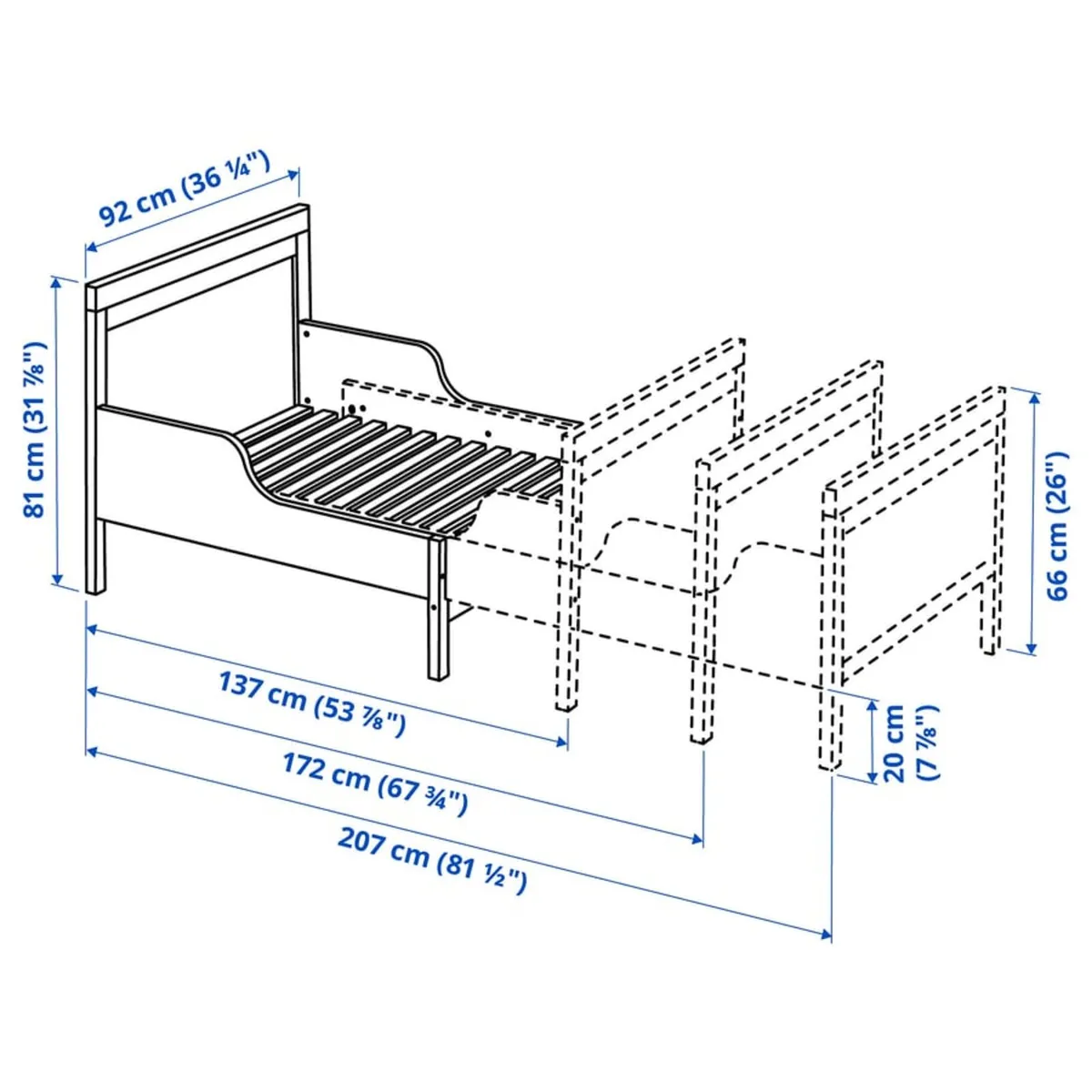 Ikea IkSUNDVIK Ext bed frame with slatted bed base - Image 2