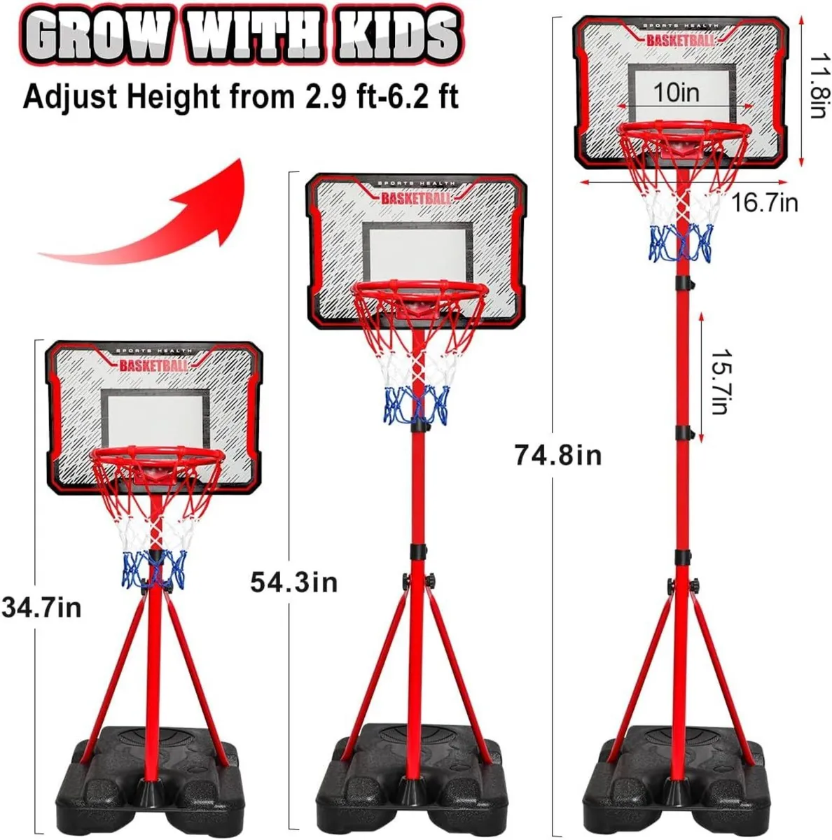 Basketball Hoop 190cm Adjustable Stand for Kids - Image 1